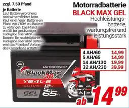 CENTERSHOP Motorradbatterie BLACK MAX GEL Angebot