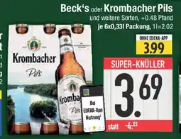 E-Center Beck's oder Krombacher Pils Angebot
