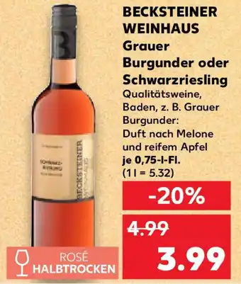 Kaufland BECKSTEINER WEINHAUS Grauer Burgunder oder Schwarzriesling Angebot