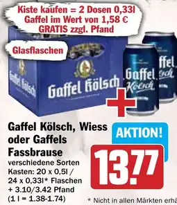 Hit Gaffel Kölsch, Wiess oder Gaffels Fassbrause Angebot