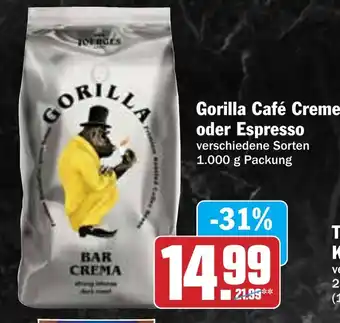 Hit Gorilla Café Creme oder Espresso Angebot