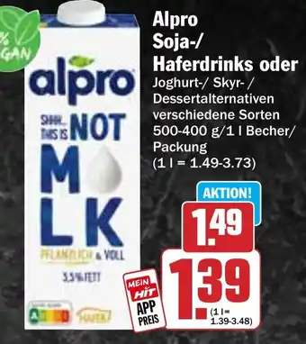 Hit Alpro Soja-/ Haferdrinks oder Joghurt-/ Skyr Angebot