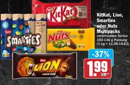 Hit KitKat, Lion, Smarties oder Nuts Multipacks Angebot