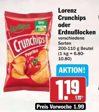 Hit Lorenz Crunchips oder Erdnuẞlocken Angebot