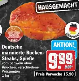 Hit Deutsche marinierte Rücken- Steaks, Spieße Angebot