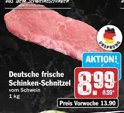 Hit Deutsche frische Schinken-Schnitzel Angebot