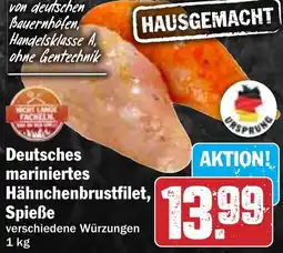 Hit Deutsches mariniertes Hähnchenbrustfilet, Spieße Angebot