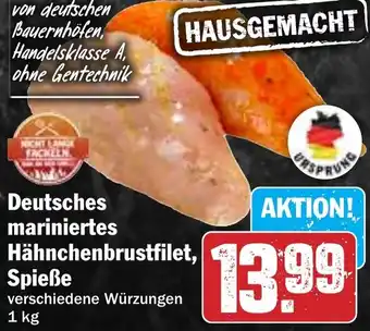 Hit Deutsches mariniertes Hähnchenbrustfilet, Spieße Angebot