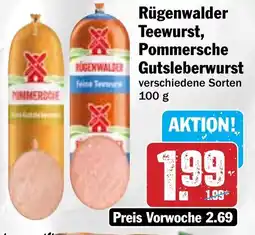 Hit Rügenwalder Teewurst, Pommersche Gutsleberwurst Angebot