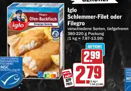 Hit Iglo Schlemmer-Filet oder Filegro Angebot