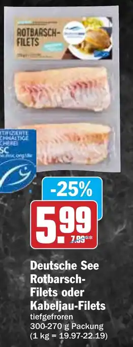 Hit Deutsche See Rotbarsch- Filets oder Kabeljau-Filets Angebot
