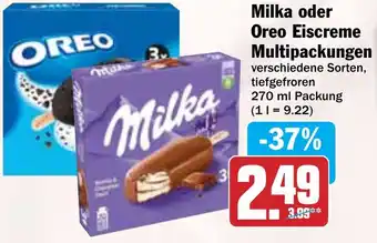 Hit Milka oder Oreo Eiscreme Multipackungen Angebot