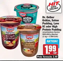 Hit Dr. Oetker Grütze, Sahne Pudding, Love It! oder High Protein Pudding Angebot