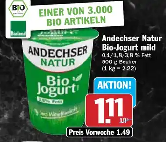Hit ANDECHSER Bio-Jogurt mild Angebot