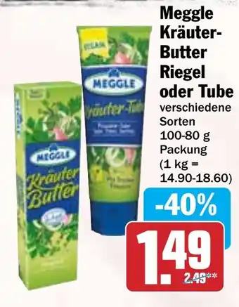 Hit Meggle Kräuter- Butter Riegel oder Tube Angebot