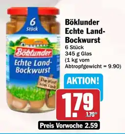 Hit Böklunder Echte Land- Bockwurst Angebot