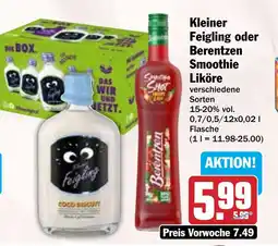 Hit Kleiner Feigling oder Berentzen Smoothie Liköre Angebot