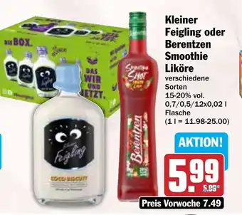 Hit Kleiner Feigling oder Berentzen Smoothie Liköre Angebot