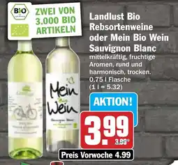 Hit Landlust Bio Rebsortenweine oder Mein Bio Wein Sauvignon Blanc Angebot