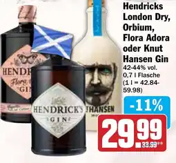 Hit Hendricks London Dry, Orbium, Flora Adora oder Knut Hansen Gin Angebot