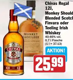 Hit Chivas Regal 12J, Monkey Shoulder Blended Scotch, Finvara oder Teeling Irish Whiskey Angebot