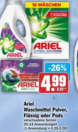 Hit Ariel Waschmittel Pulver, Flüssig oder Pods Angebot