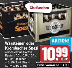 Hit Warsteiner oder Krombacher Spezi Angebot