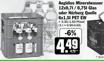 Hit Aegidius Mineralwasser oder Nürburg Quelle Angebot