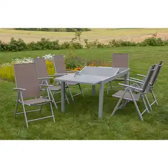 Netto Marken-Discount Merxx Tischgruppe Amalfi, 7-tlg. taupe, Tisch 140/200 x 90 cm Angebot