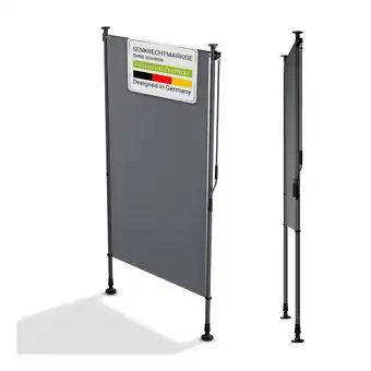 Netto Marken-Discount Juskys Senkrechtmarkise Barbados 100x310 cm - Sonnenschutz höhenverstellbar, ohne Bohren - Grau Angebot