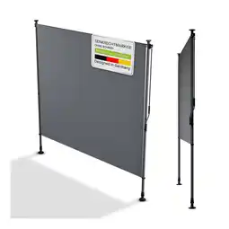 Netto Marken-Discount Juskys Senkrechtmarkise Barbados 200x310 cm - Sonnenschutz höhenverstellbar, ohne Bohren - Grau Angebot
