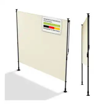 Netto Marken-Discount Juskys Senkrechtmarkise Barbados 200x310 cm - Sonnenschutz höhenverstellbar, ohne Bohren - Beige Angebot