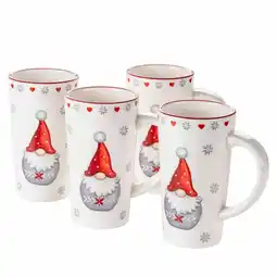Netto Marken-Discount Mäser Kaffeebecher-Set, Steingut Aurela Rot / Weiß / Grau Angebot