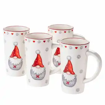 Netto Marken-Discount Mäser Kaffeebecher-Set, Steingut Aurela Rot / Weiß / Grau Angebot