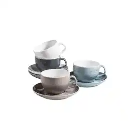 Netto Marken-Discount Mäser Kaffeetassen-Set, Porzellan Derby Blau, Weiß, Beige, Grau Angebot