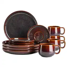 Netto Marken-Discount Mäser Kaffeeservice, Steinzeug Elina Uno Rot / Braun Angebot