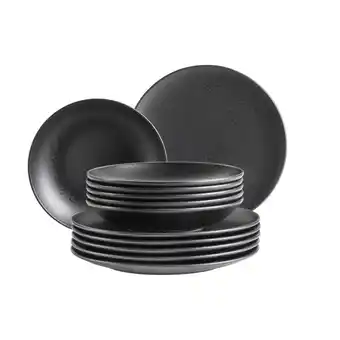 Netto Marken-Discount Mäser Teller Set, Steinzeug Essential Schwarz Angebot