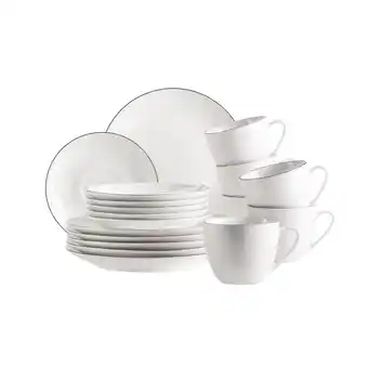 Netto Marken-Discount Mäser Kaffeeservice, Porzellan Felise Weiß / Schwarz Angebot
