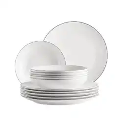 Netto Marken-Discount Mäser Tafelservice, Porzellan Felise Weiß / Schwarz Angebot