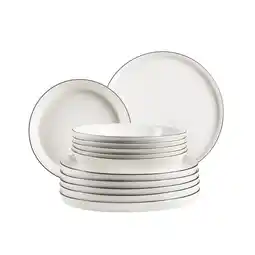 Netto Marken-Discount Mäser Tafelservice , Porzellan Sita Weiß / Schwarz Angebot