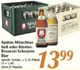 inkoop Spaten Münchner hell oder Kloster Brauerei Scheyern Bier Angebot