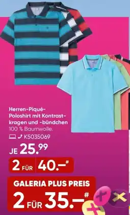 Galeria Herren-Piqué Poloshirt mit Kontrastkragen und -bündchen Angebot