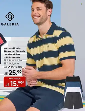 Galeria GALERIA Herren-Piqué Shorts mit Tunnelbund und Einschubtaschen Angebot
