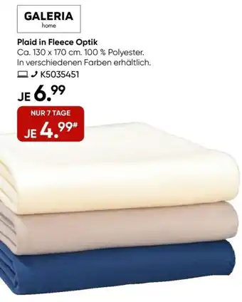 Galeria GALERIA home Plaid in Fleece Optik Angebot