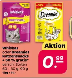 NETTO Whiskas oder dreamies katzensnacks + 50 % gratis Angebot