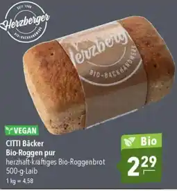 CITTI Markt CITTI Bäcker Bio-Roggen pur Angebot
