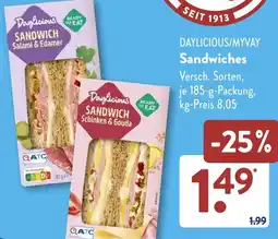 Aldi Süd DAYLICIOUS/MYVAY Sandwiches Angebot