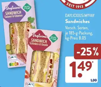 Aldi Süd DAYLICIOUS/MYVAY Sandwiches Angebot