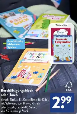 Aldi Süd Beschäftigungsblock oder -buch Angebot