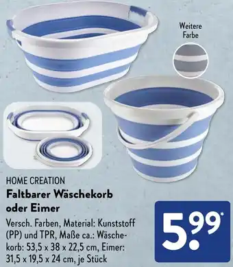 Aldi Süd HOME CREATION Faltbarer Wäschekorb oder Eimer Angebot